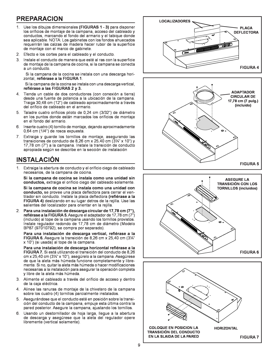Broan Ql100 Series installation instructions Preparacion, instalación 