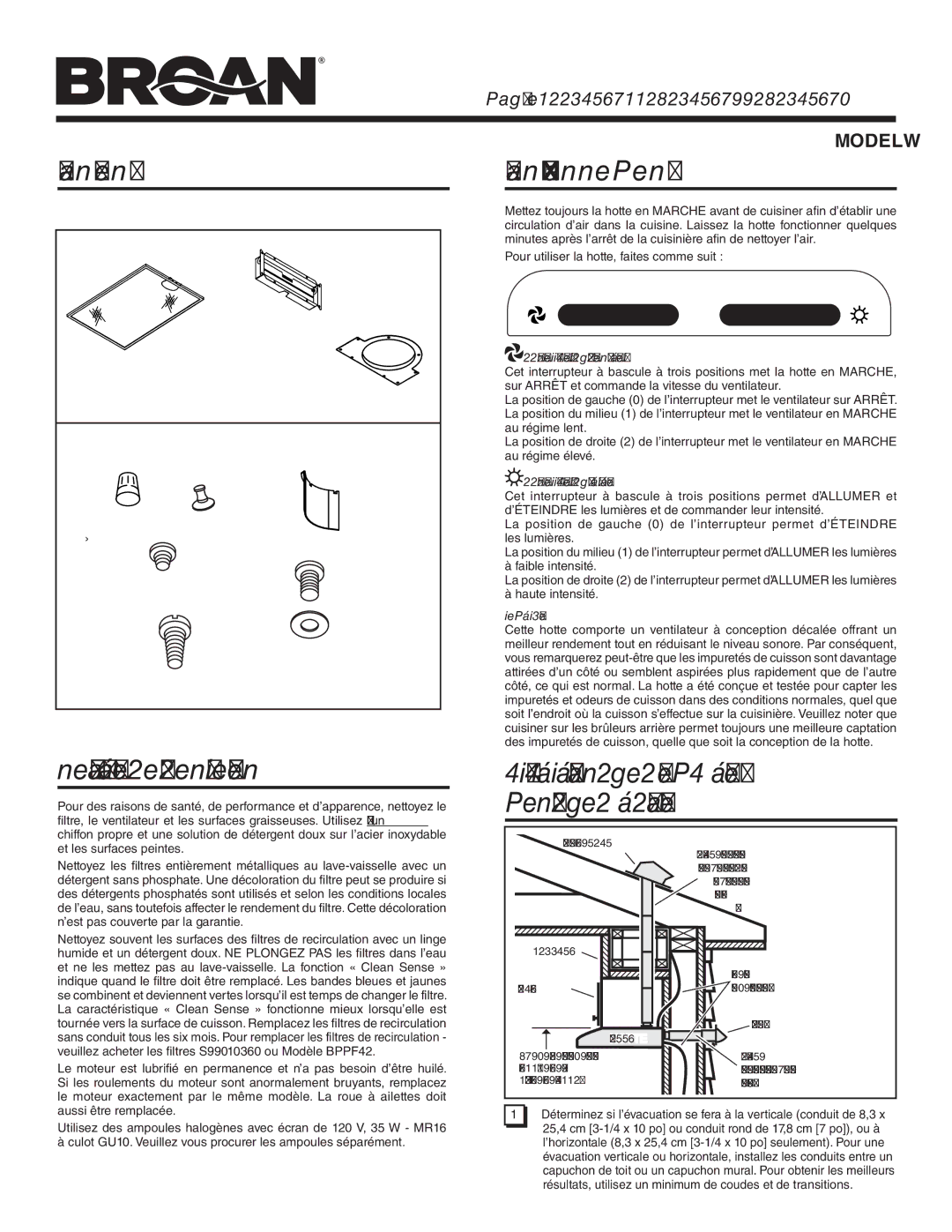 Broan QP142WW, QP142SS, QP142BL manual Contenu, Fonctionnement, Nettoyage ET Entretien 