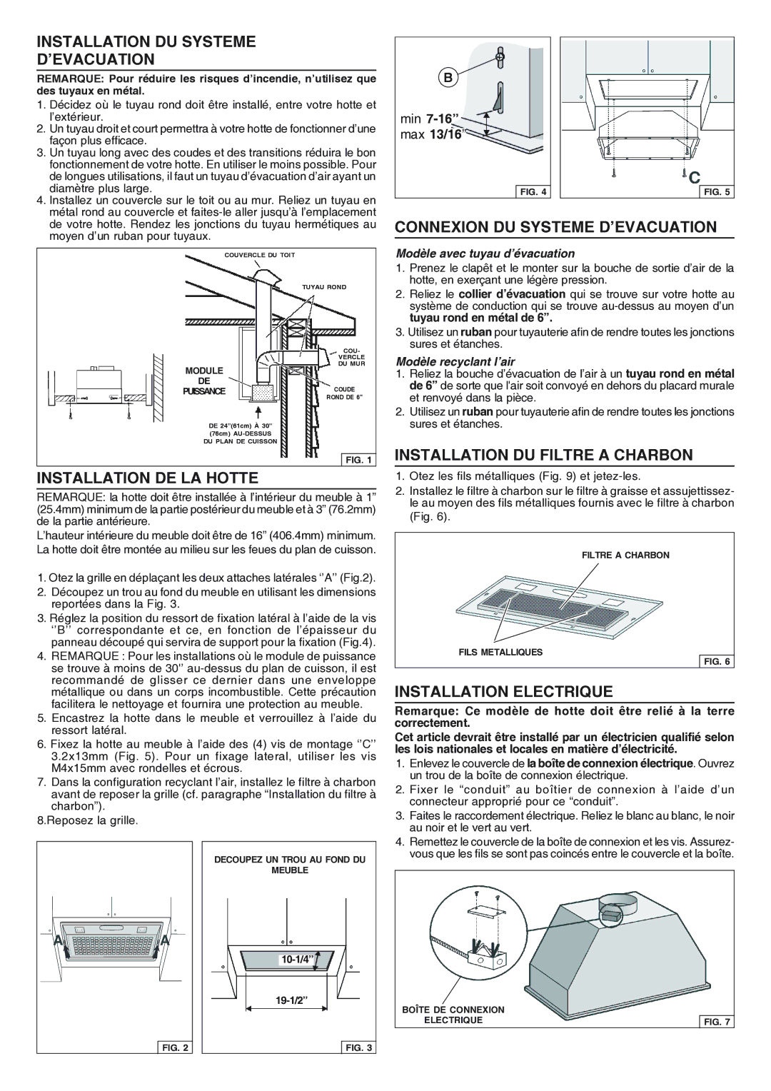 Broan RHVBB20SM manual Installation DU Systeme ’EVACUATION, Installation DE LA Hotte, Connexion DU Systeme D’EVACUATION 