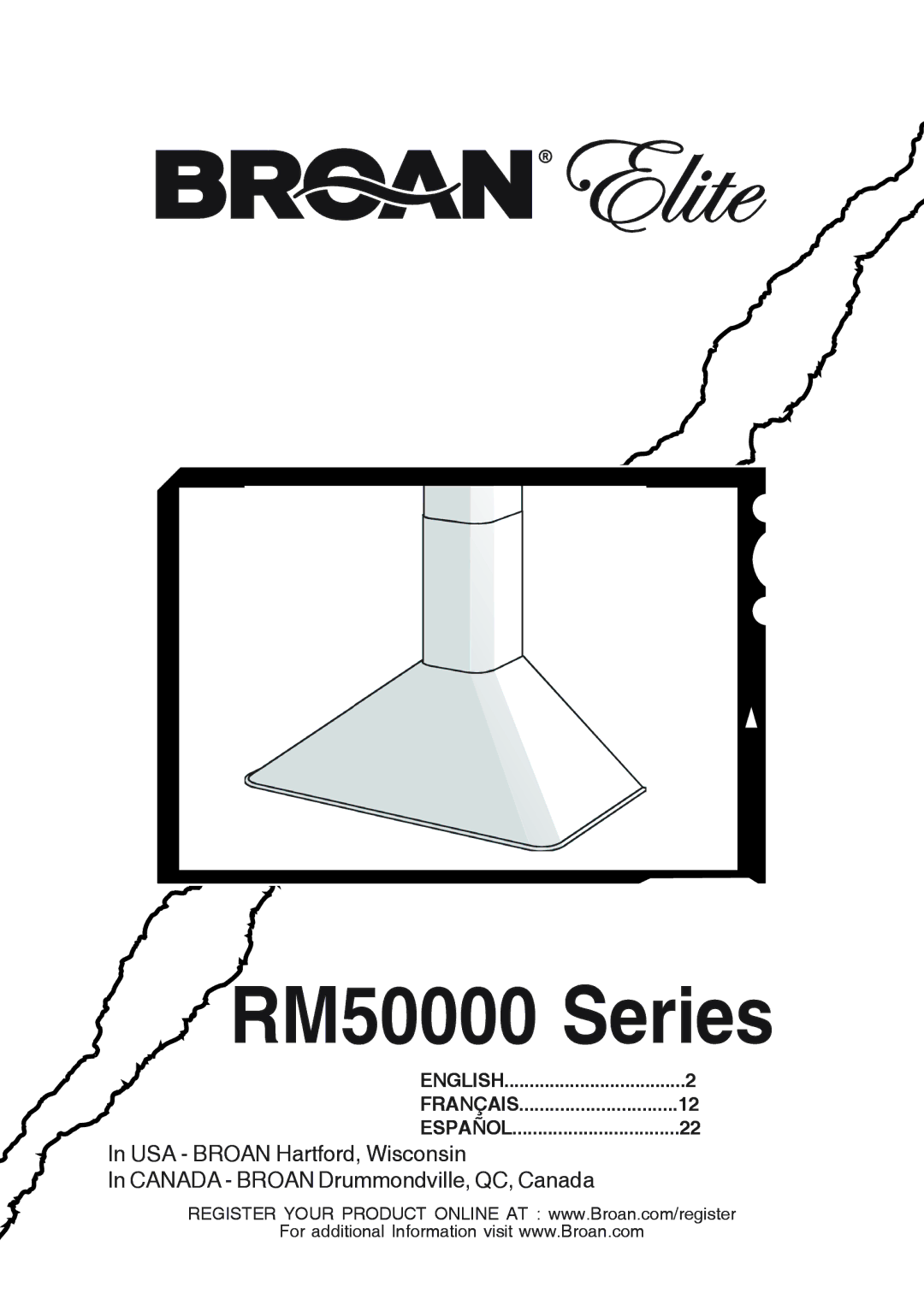 Broan RM503604, RM503004 manual RM50000 Series 