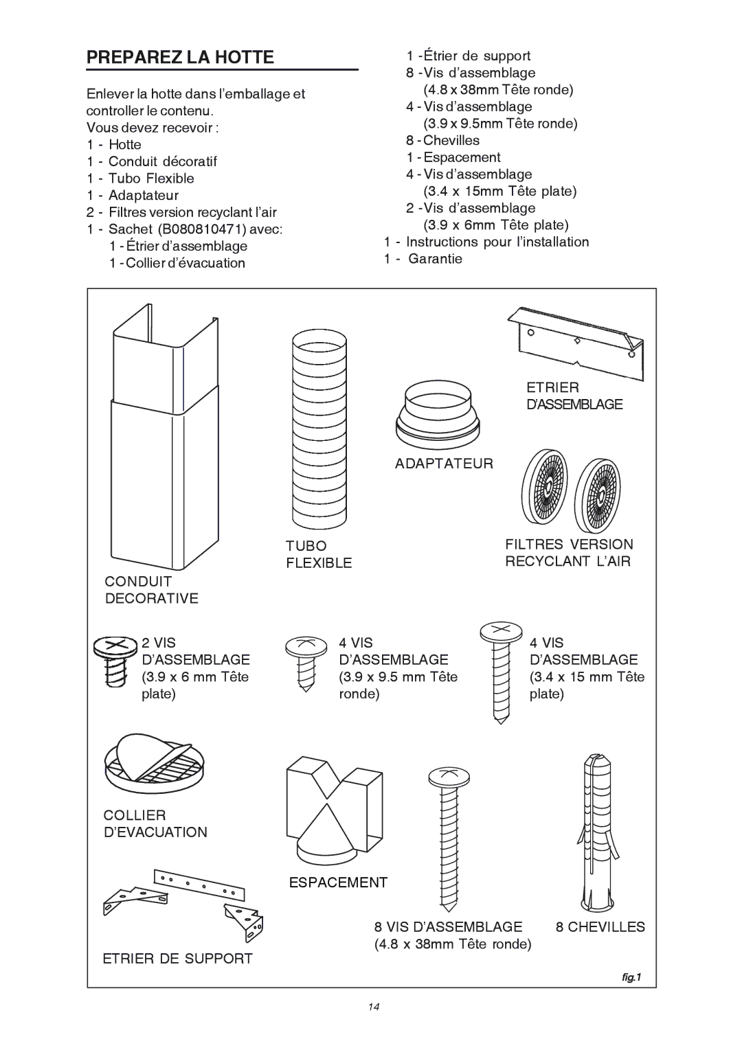 Broan RM503004, RM503604 manual Preparez LA Hotte 