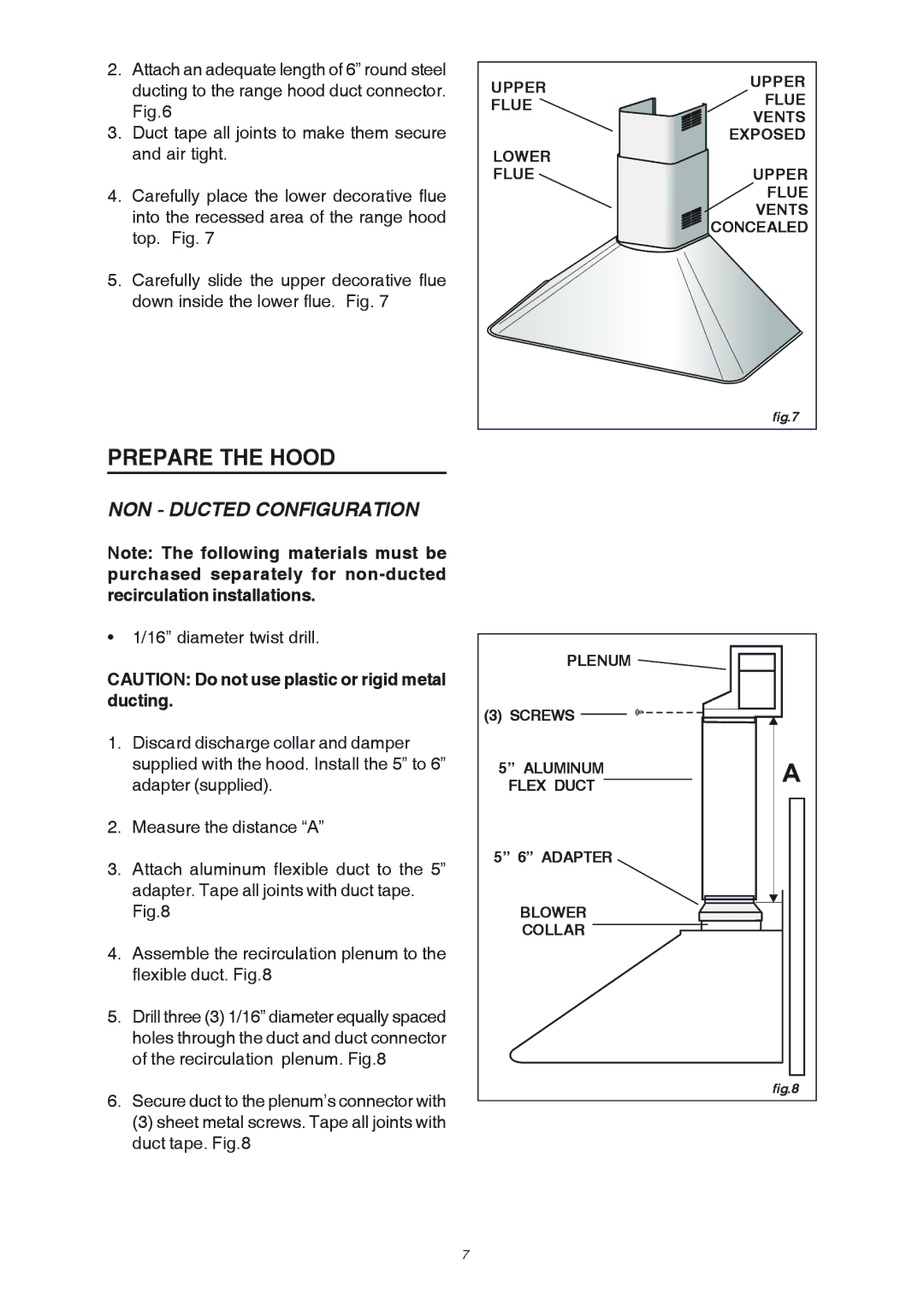 Broan RM503604, RM503004 manual NON Ducted Configuration 