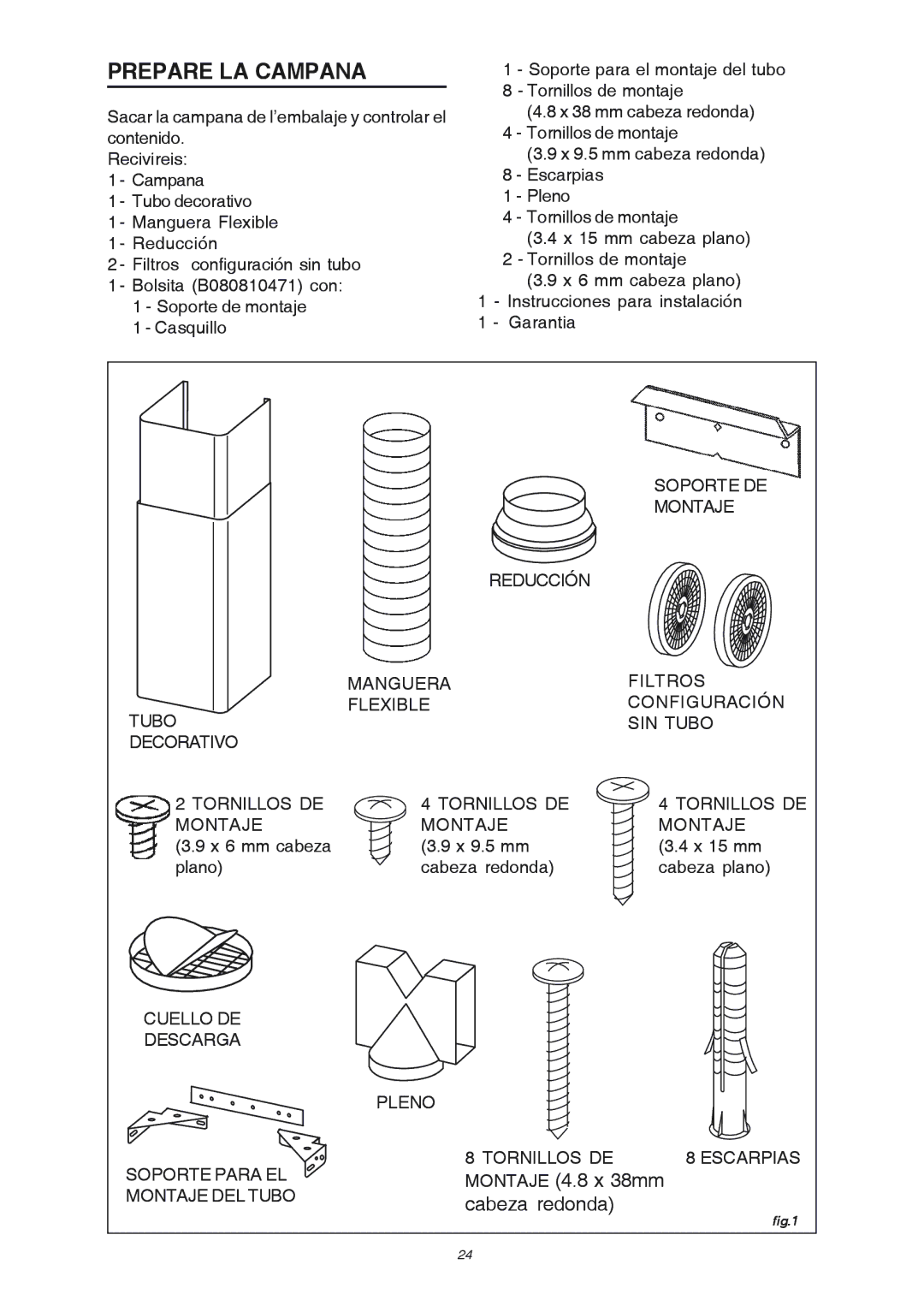 Broan RM503004 manual Prepare LA Campana 