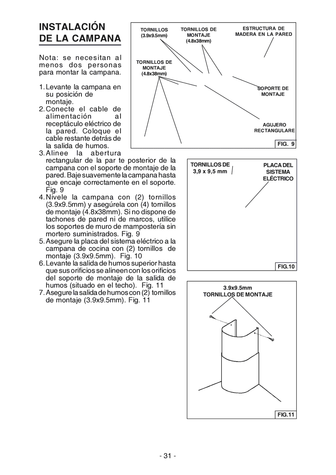 Broan RM524204, RM523004 manual Instalación, DE LA Campana 