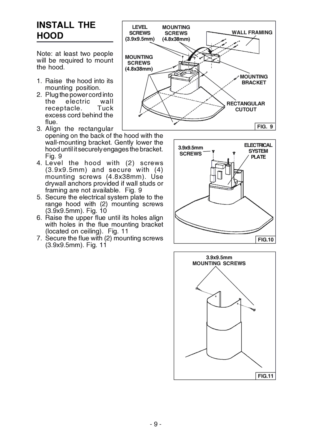 Broan RM524204, RM523004 manual Install, Hood 