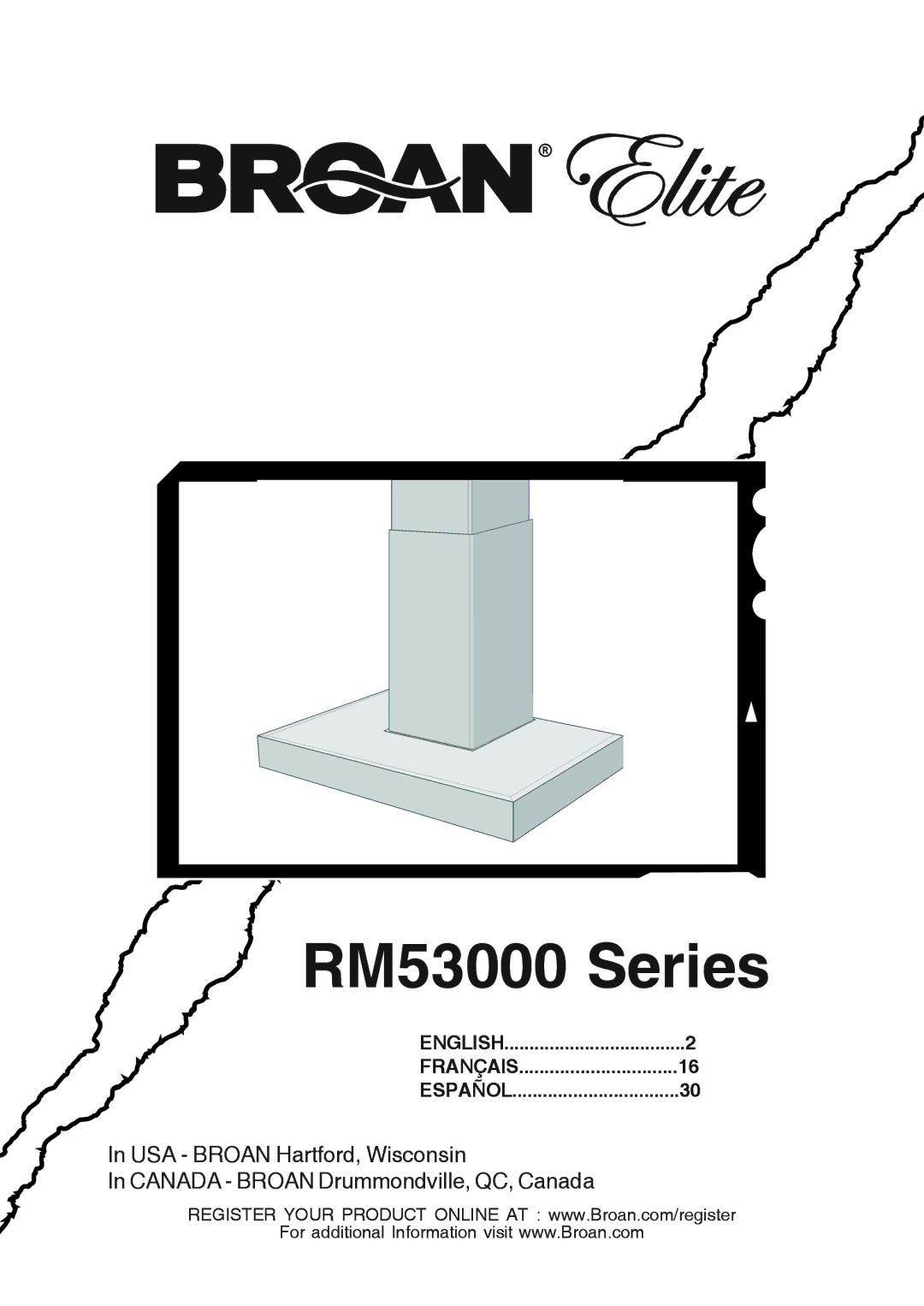 Broan RM533604 manual RM53000 Series, English Français Español 