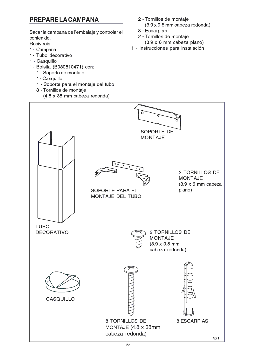 Broan RME50000 manual Prepare LA Campana 