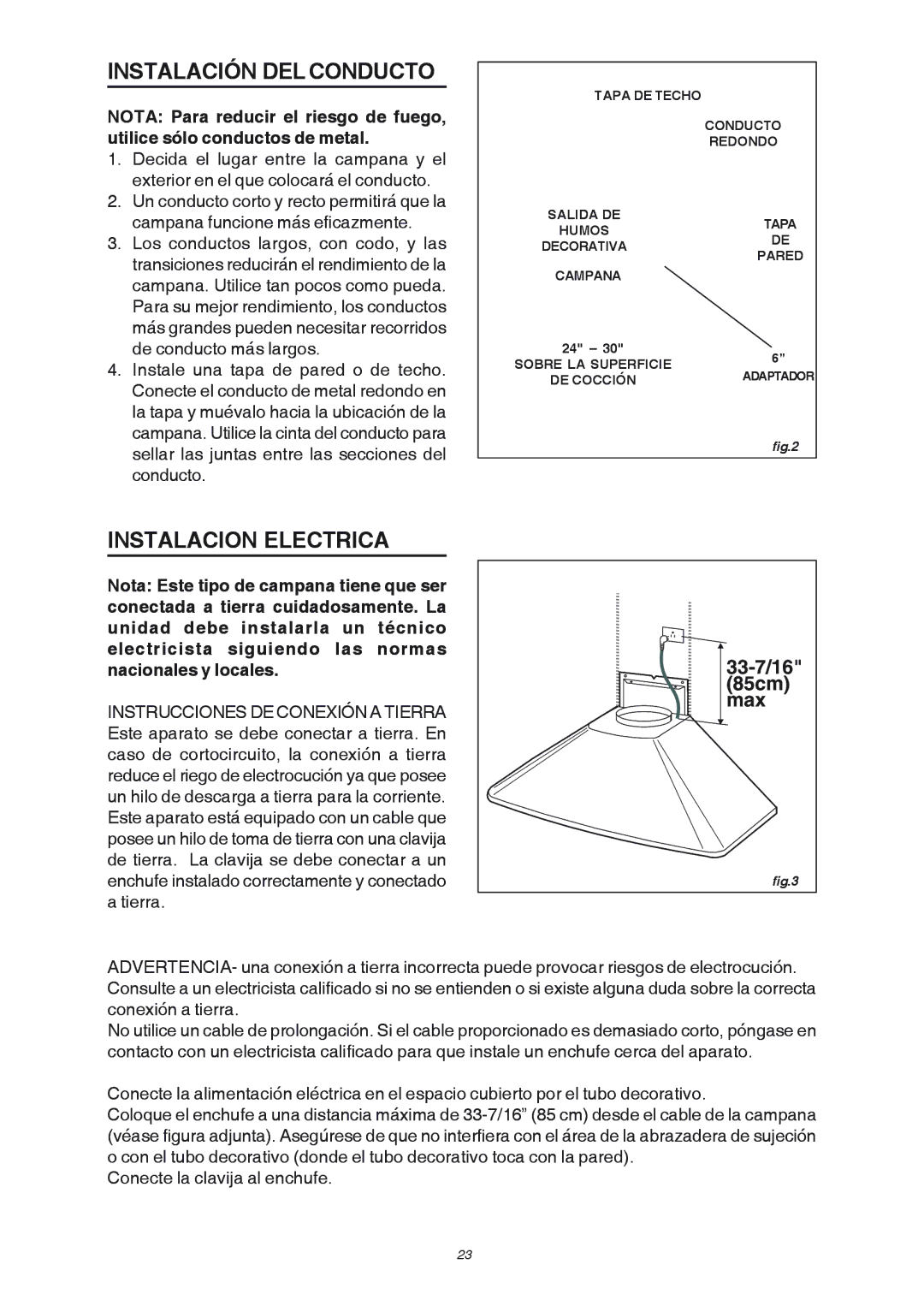 Broan RME50000 manual Instalación DEL Conducto, Instalacion Electrica 