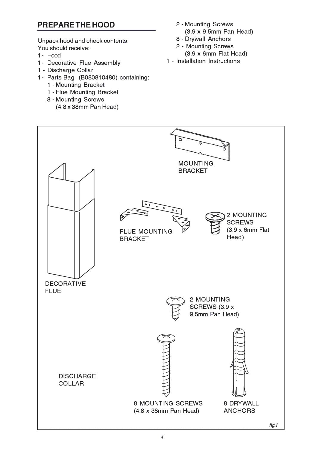 Broan RME50000 manual Prepare the Hood 