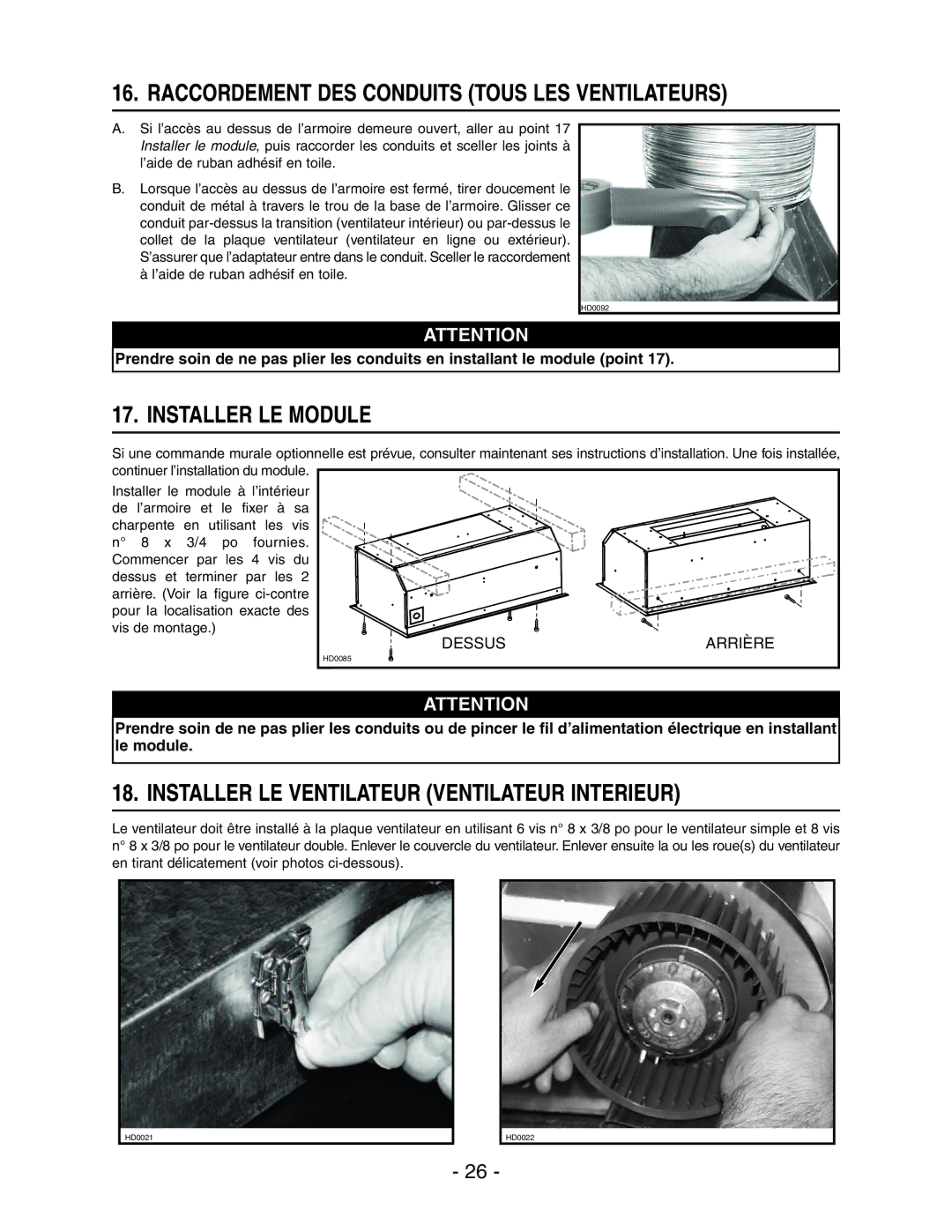 Broan RMIP33 installation instructions Raccordement DES Conduits Tous LES Ventilateurs, Installer LE Module 