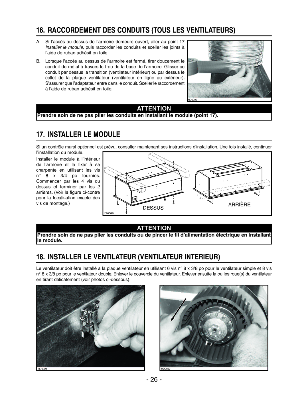 Broan RMIP45, RMIP33 installation instructions Raccordement DES Conduits Tous LES Ventilateurs, Installer LE Module 