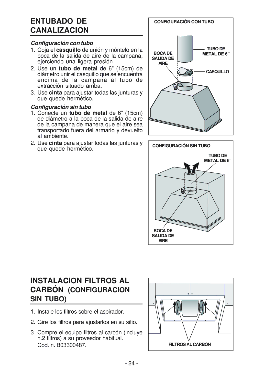 Broan RMP1 manual Entubado DE Canalizacion, Configuración sin tubo 