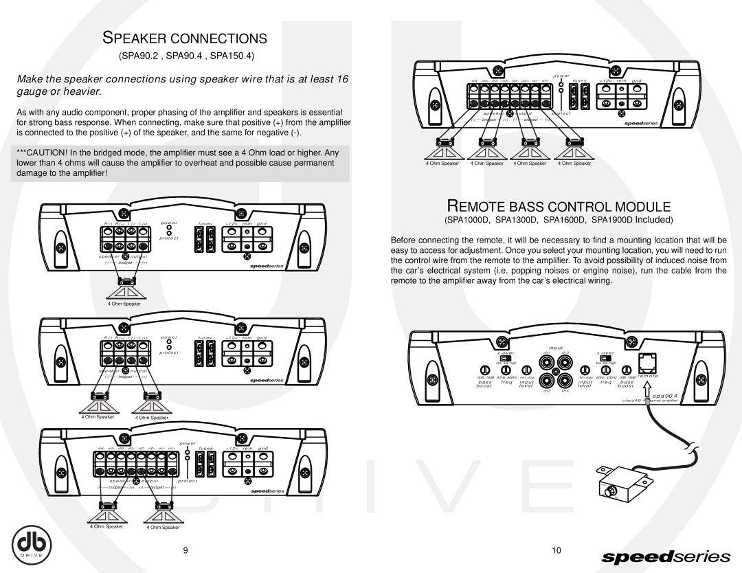 Broan SPA1000D, SPA90.4, SPA90.2, SPA1900D, SPA1600D, SPA150.4, SPA1300D instruction manual Remote Bass Control Module 