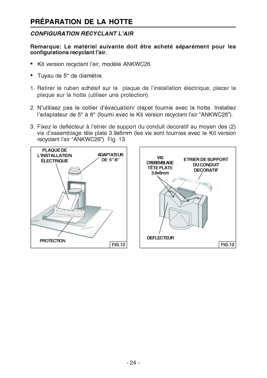 Broan WC26I manual Configuration Recyclant L’AIR, DU Conduit 