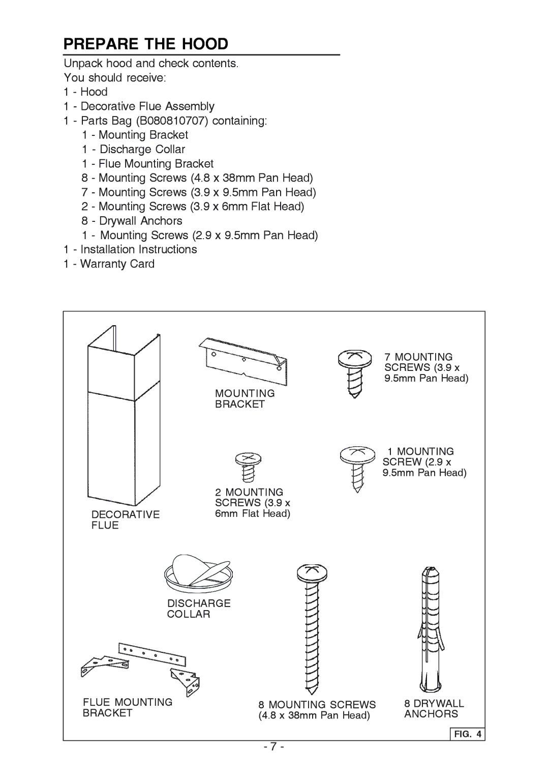 Broan WC26I manual Prepare the Hood 