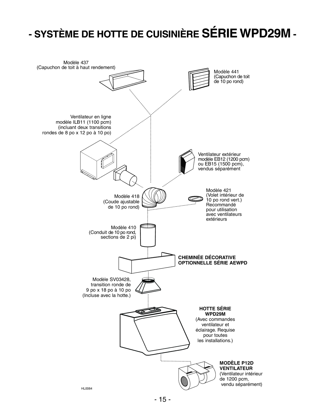 Broan installation instructions Système DE Hotte DE Cuisinière Série WPD29M, Modèle P12D 