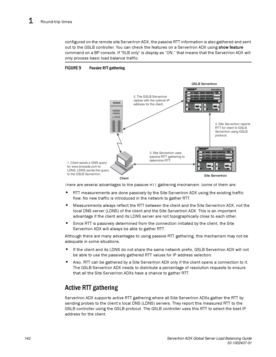 Brocade Communications Systems 12.4.00 manual Active RTT gathering, Passive RTT gathering 