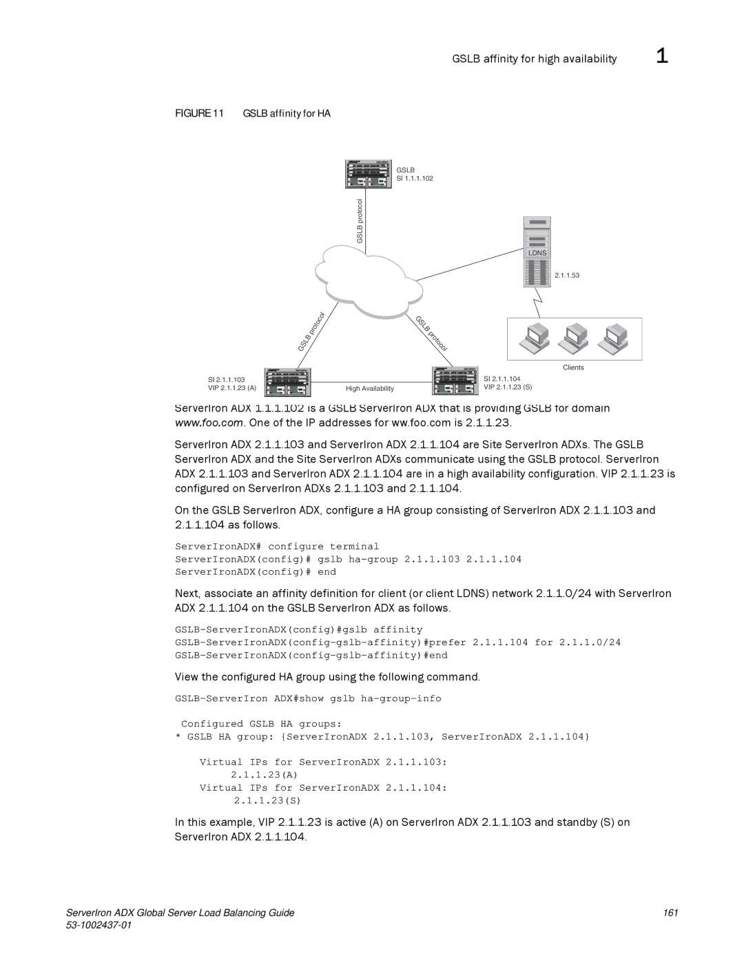 Brocade Communications Systems 12.4.00 Gslb affinity for HA, View the configured HA group using the following command 