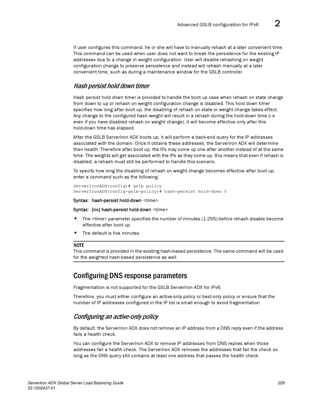 Brocade Communications Systems 12.4.00 manual Configuring DNS response parameters, Configuring an active-only policy 