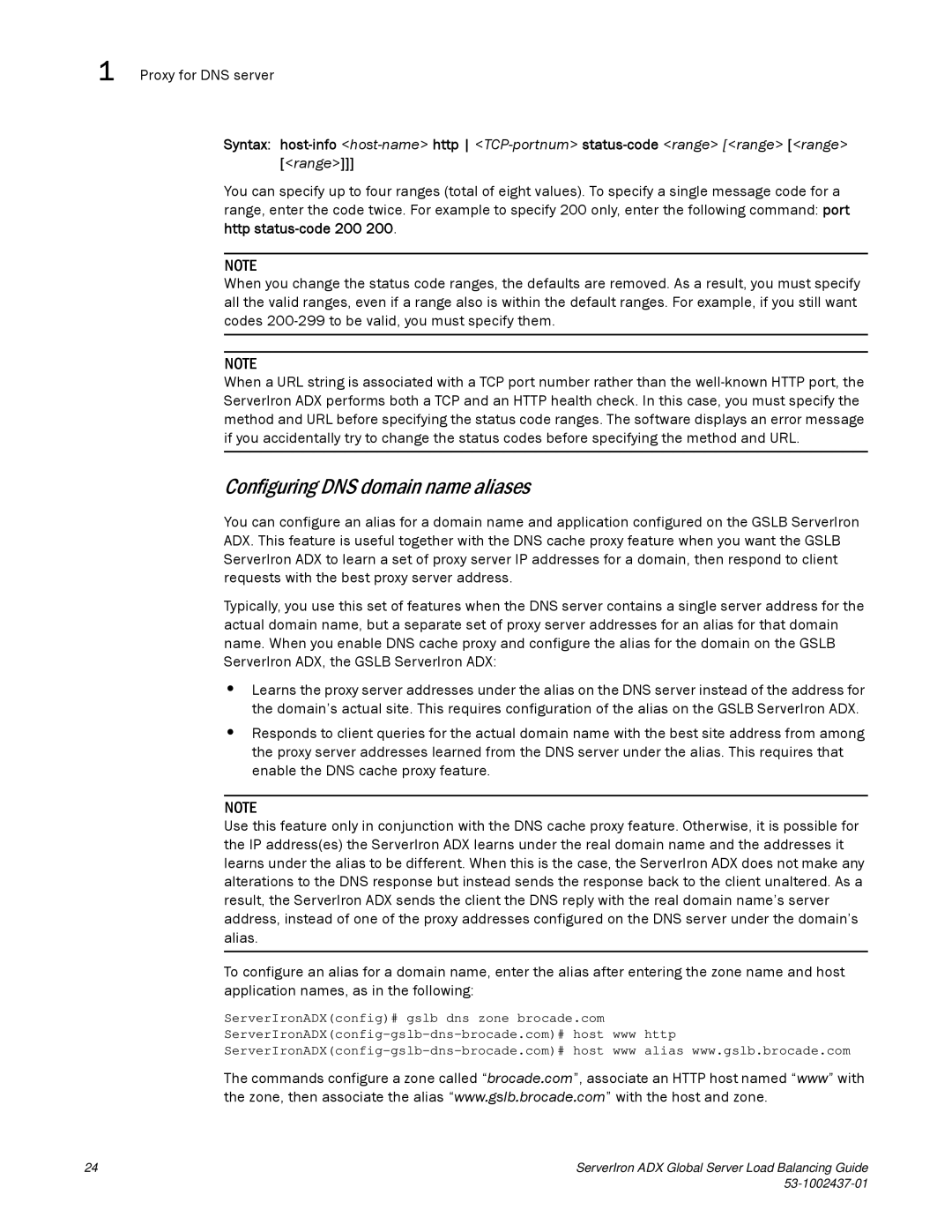 Brocade Communications Systems 12.4.00 manual Configuring DNS domain name aliases, Proxy for DNS server 