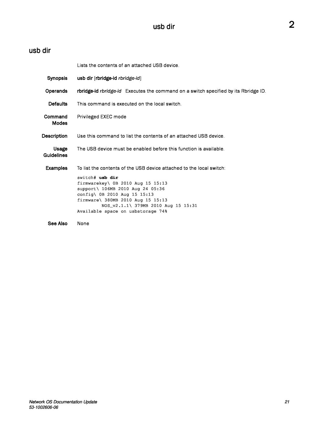 Brocade Communications Systems 2.1 manual switch# usb dir, firmwarekey\ 0B 2010 Aug 15, support\ 106MB 2010 Aug 