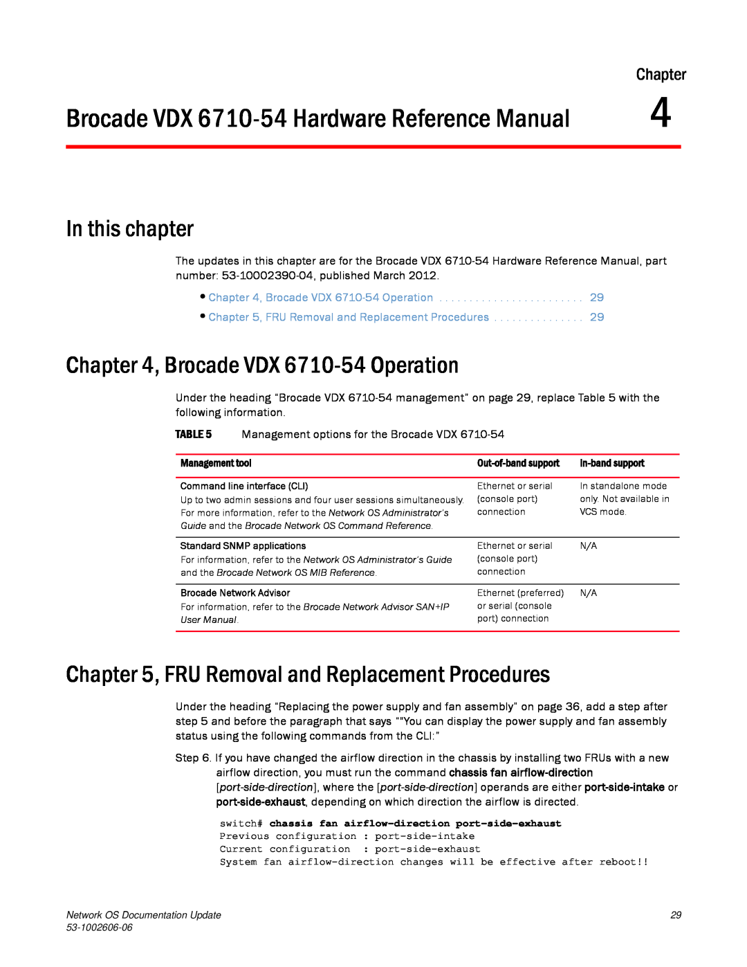 Brocade Communications Systems 2.1 Brocade VDX 6710-54 Hardware Reference Manual, Brocade VDX 6710-54 Operation, Chapter 