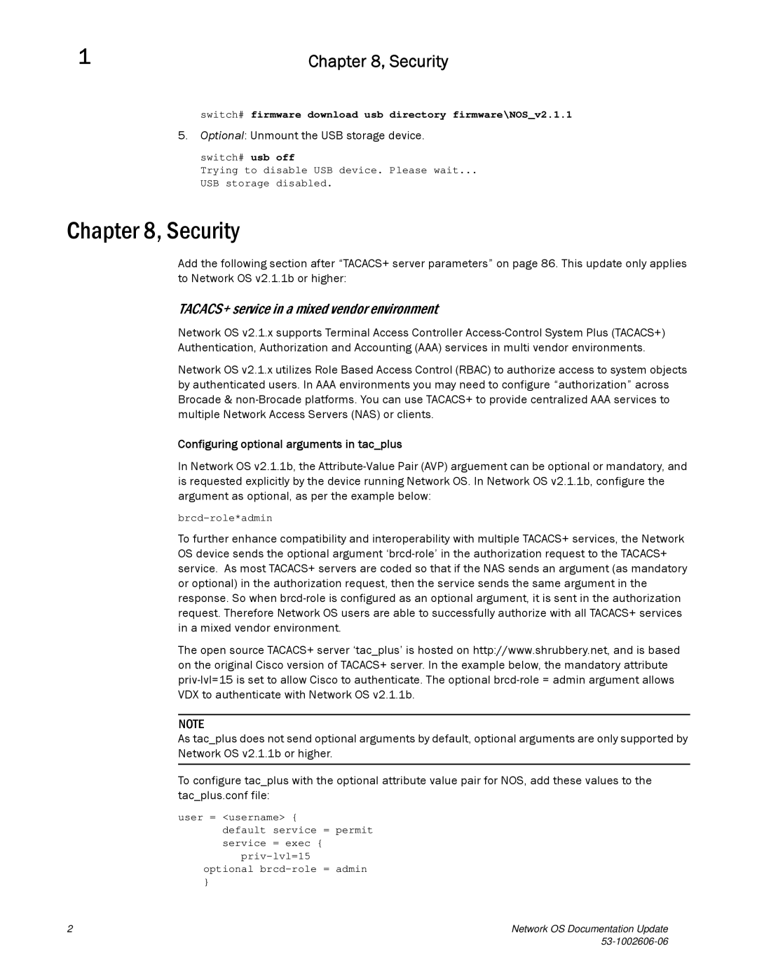 Brocade Communications Systems 2.1 manual Security, Optional Unmount the USB storage device 