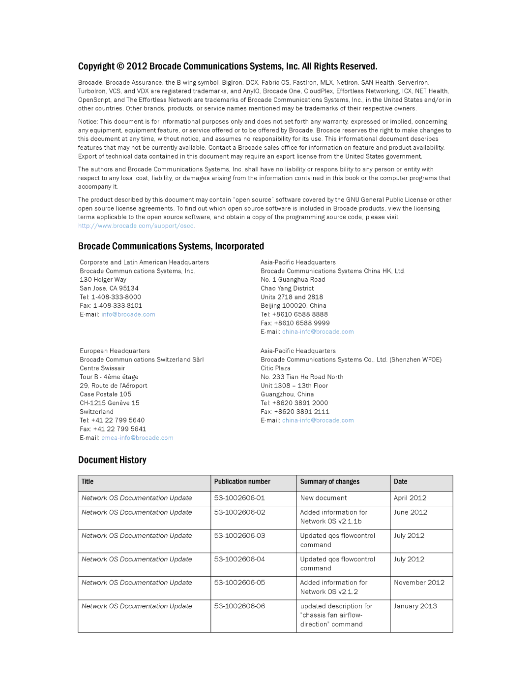 Brocade Communications Systems 2.1 manual Brocade Communications Systems, Incorporated 