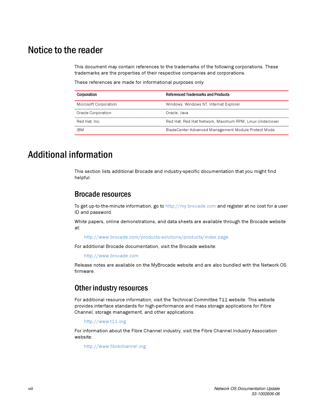 Brocade Communications Systems 2.1 manual Additional information, Brocade resources, Other industry resources 