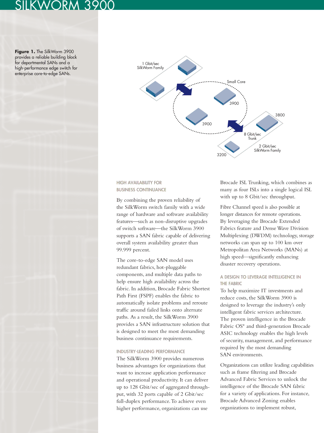 Brocade Communications Systems 3900 manual High Availability for Business Continuance 