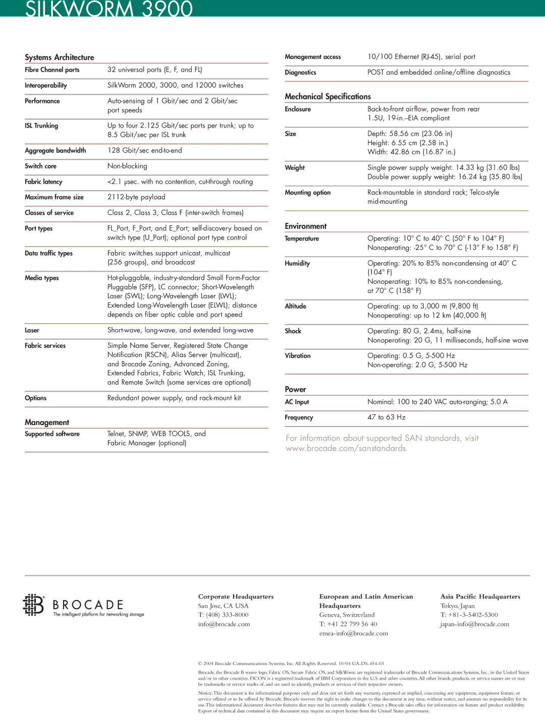 Brocade Communications Systems 3900 manual Systems Architecture 