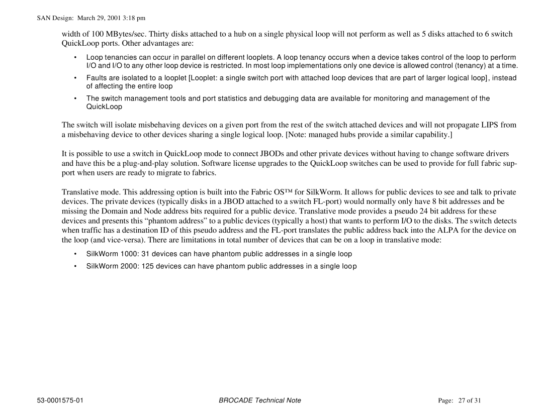 Brocade Communications Systems 53-0001575-01 manual Brocade Technical Note 