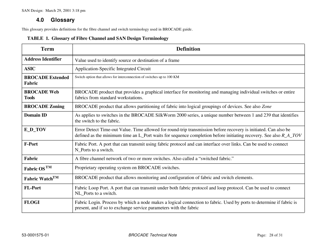 Brocade Communications Systems 53-0001575-01 manual Glossary 