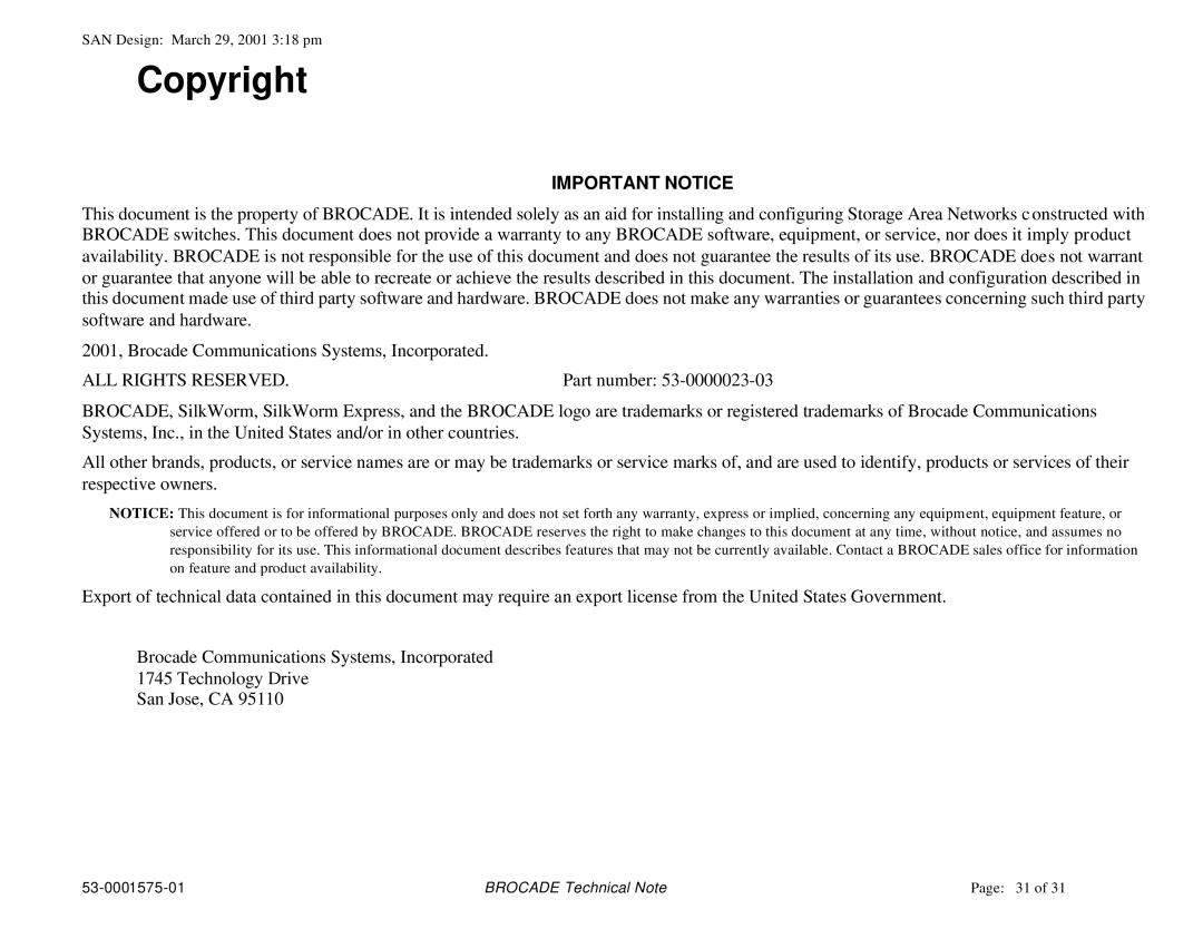 Brocade Communications Systems 53-0001575-01 manual Copyright 