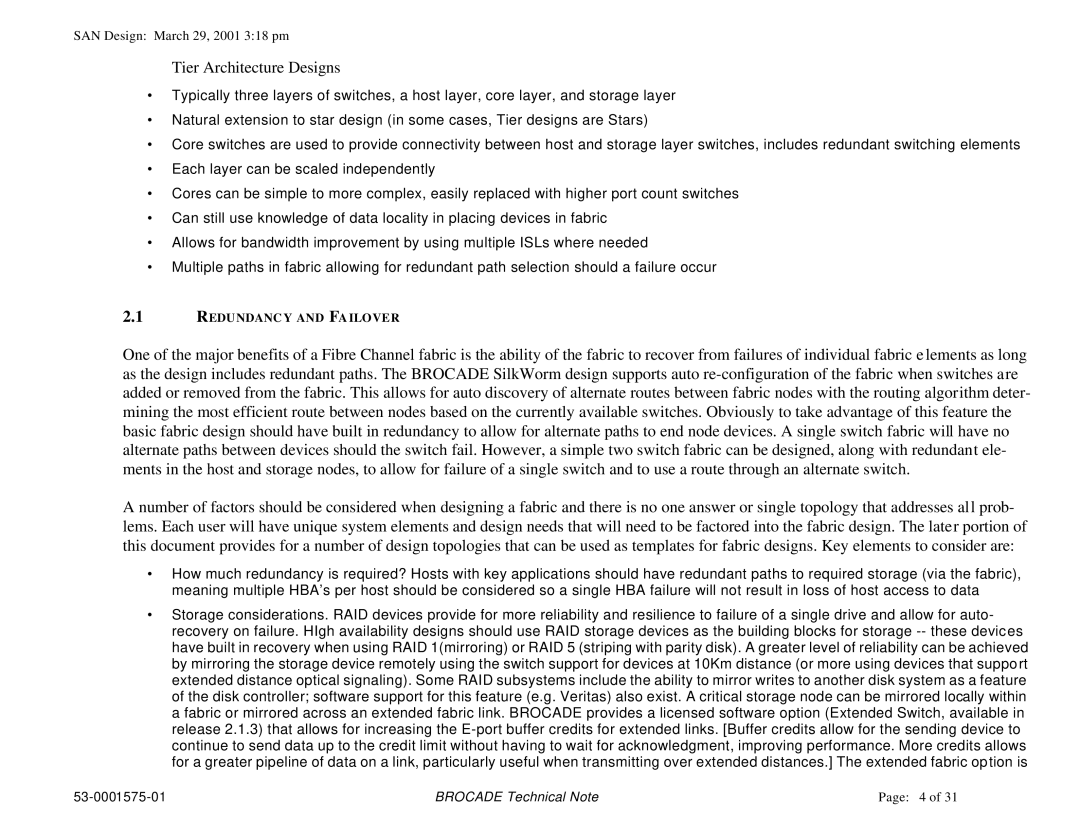 Brocade Communications Systems 53-0001575-01 manual Tier Architecture Designs 