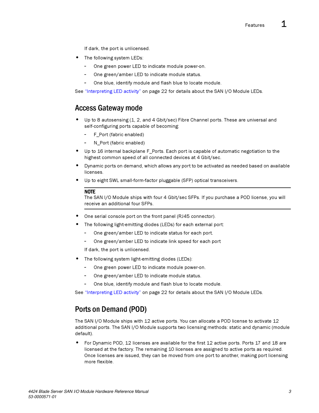 Brocade Communications Systems 53-1000571-01 manual Access Gateway mode, Ports on Demand POD 