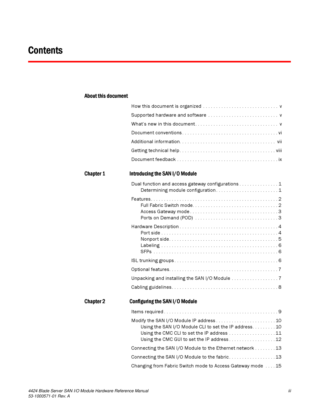 Brocade Communications Systems 53-1000571-01 manual Contents 