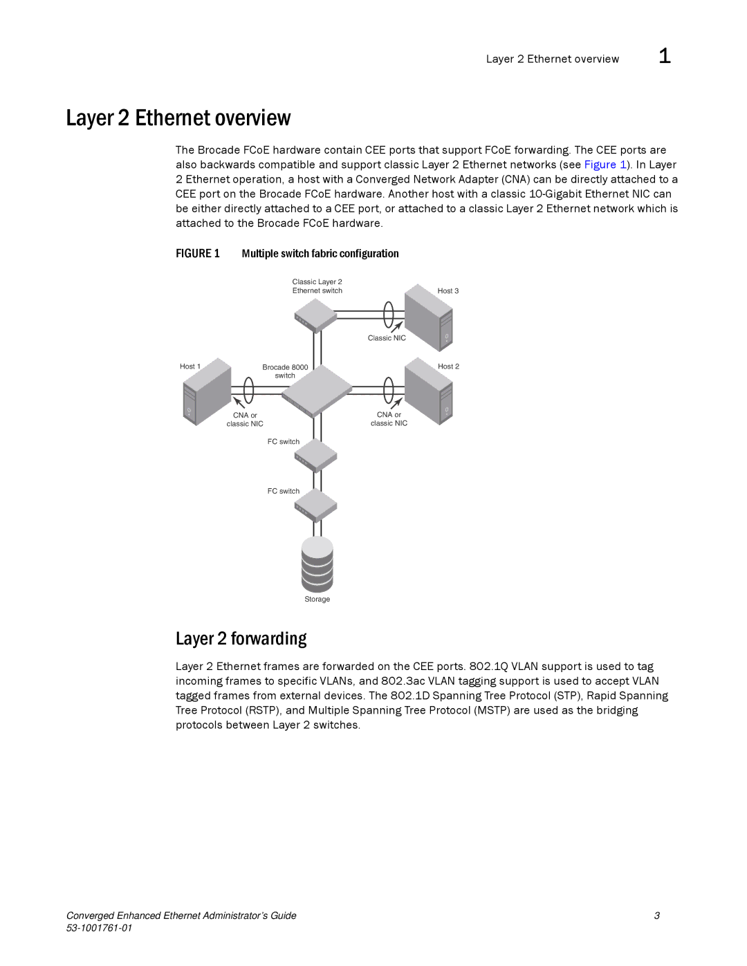 Brocade Communications Systems 53-1001761-01 manual Layer 2 Ethernet overview, Layer 2 forwarding 