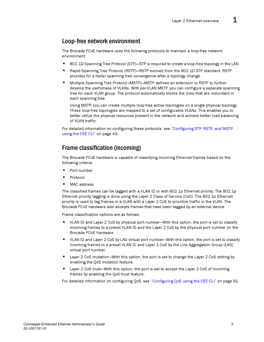 Brocade Communications Systems 53-1001761-01 manual Loop-free network environment, Frame classification incoming 