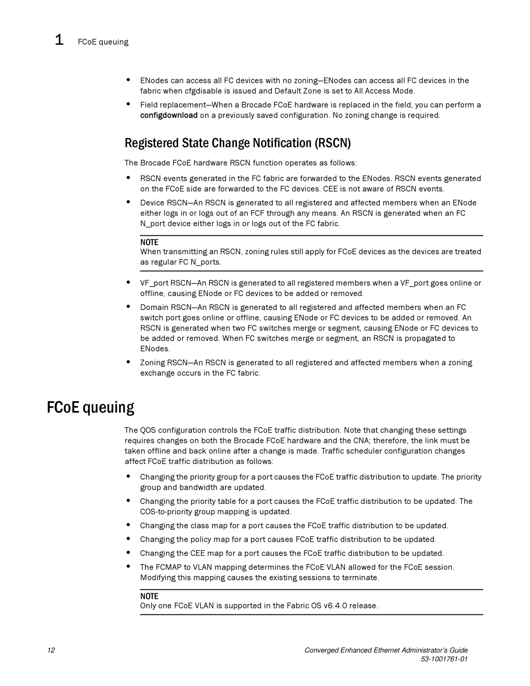 Brocade Communications Systems 53-1001761-01 manual FCoE queuing 