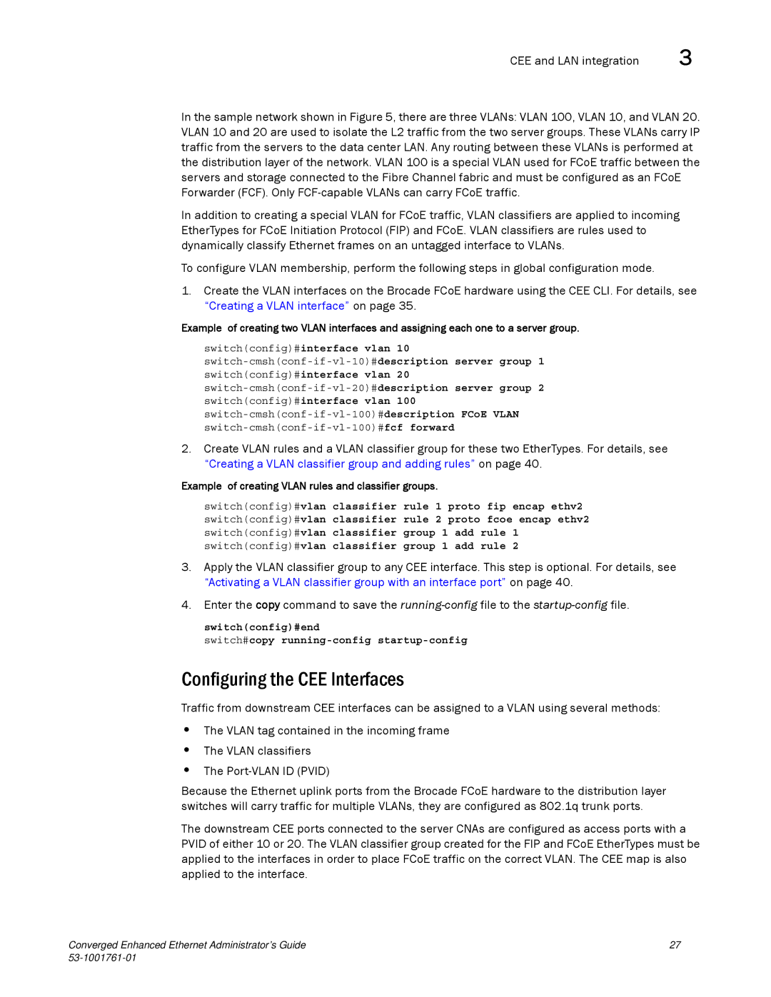 Brocade Communications Systems 53-1001761-01 manual Configuring the CEE Interfaces 