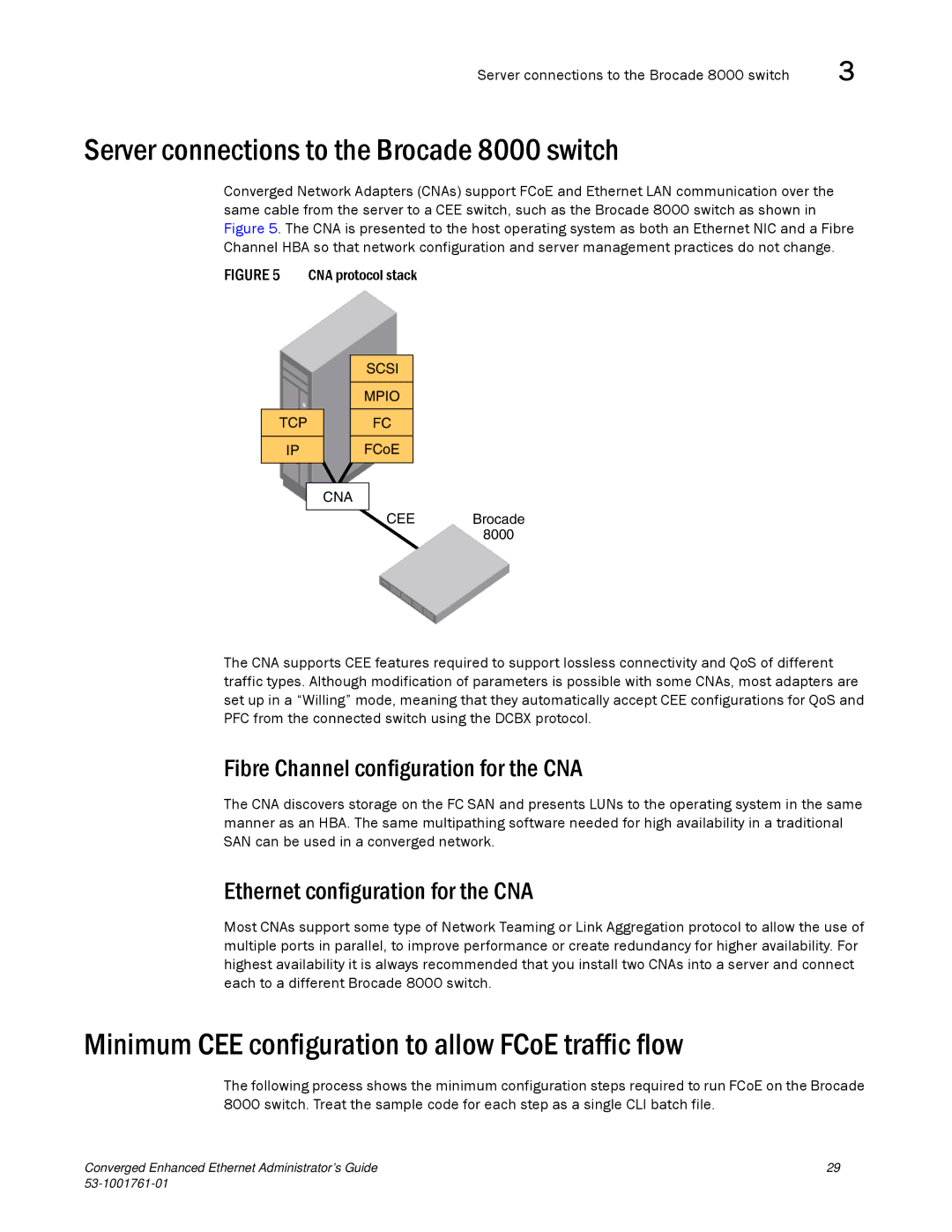 Brocade Communications Systems 53-1001761-01 manual Server connections to the Brocade 8000 switch 