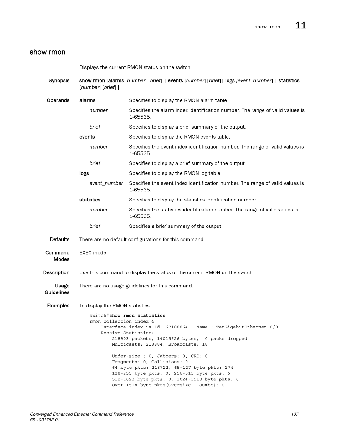 Brocade Communications Systems 53-1001762-01 manual Operands Alarms, Events, Logs, Statistics 