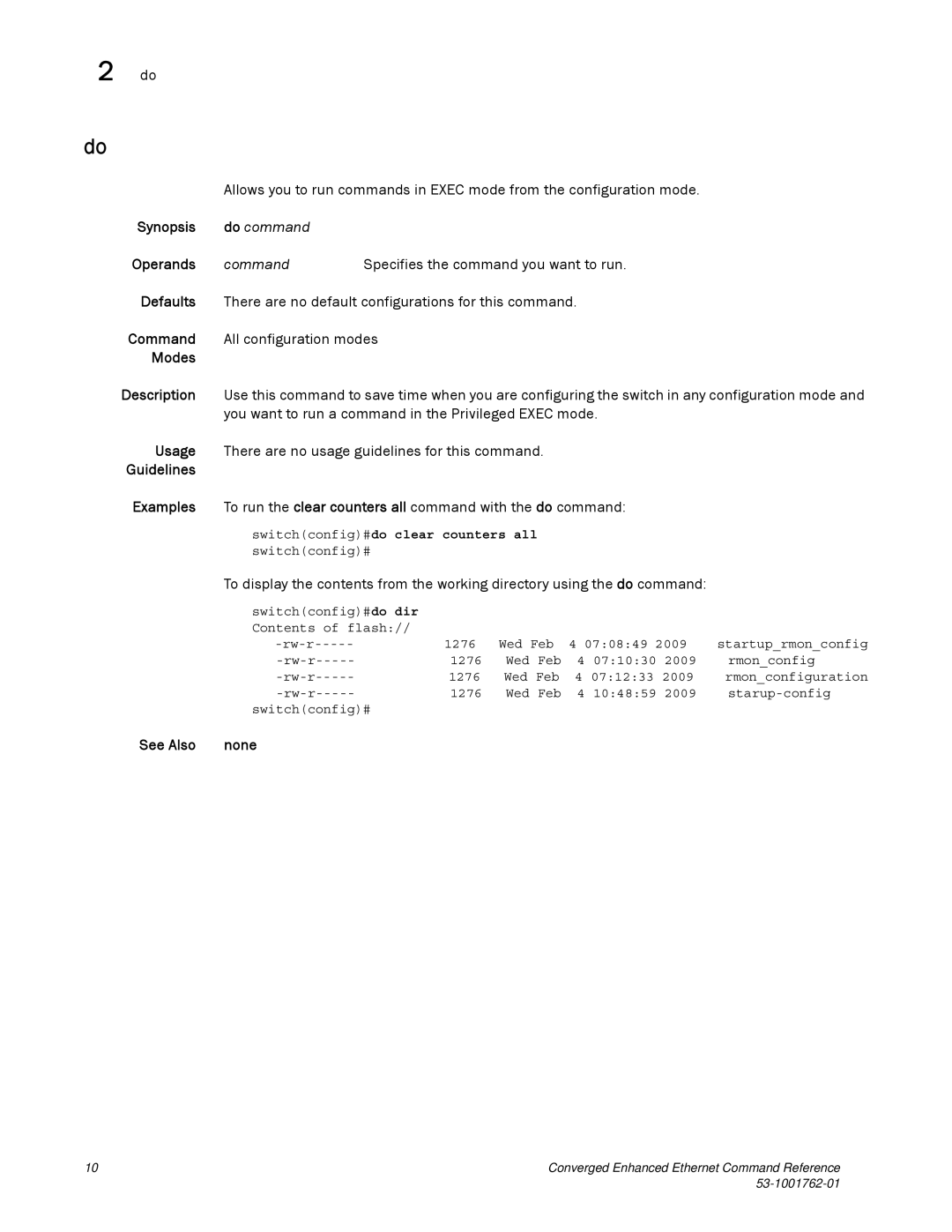 Brocade Communications Systems 53-1001762-01 manual Do command, Command, See Also None 