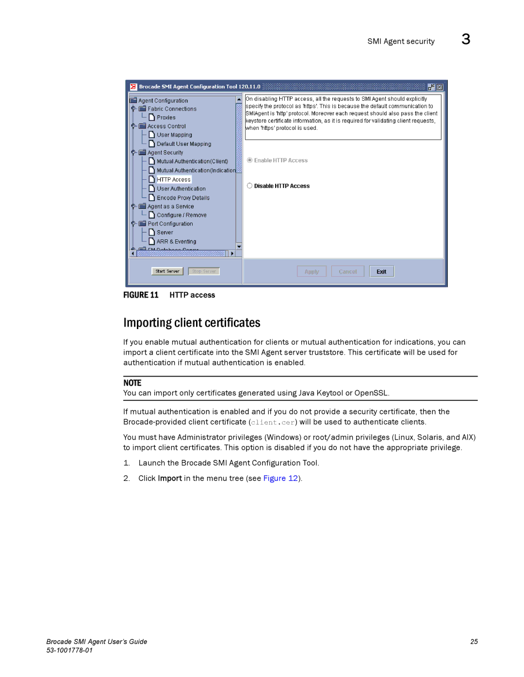 Brocade Communications Systems 53-1001778-01 manual Importing client certificates, Http access 