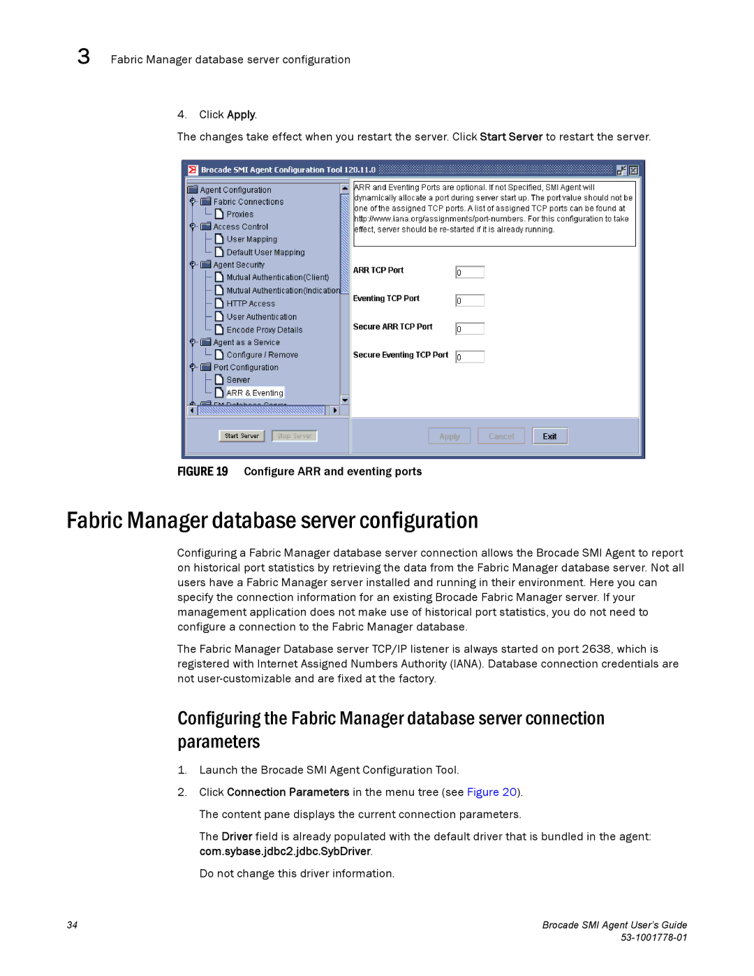 Brocade Communications Systems 53-1001778-01 manual Fabric Manager database server configuration 