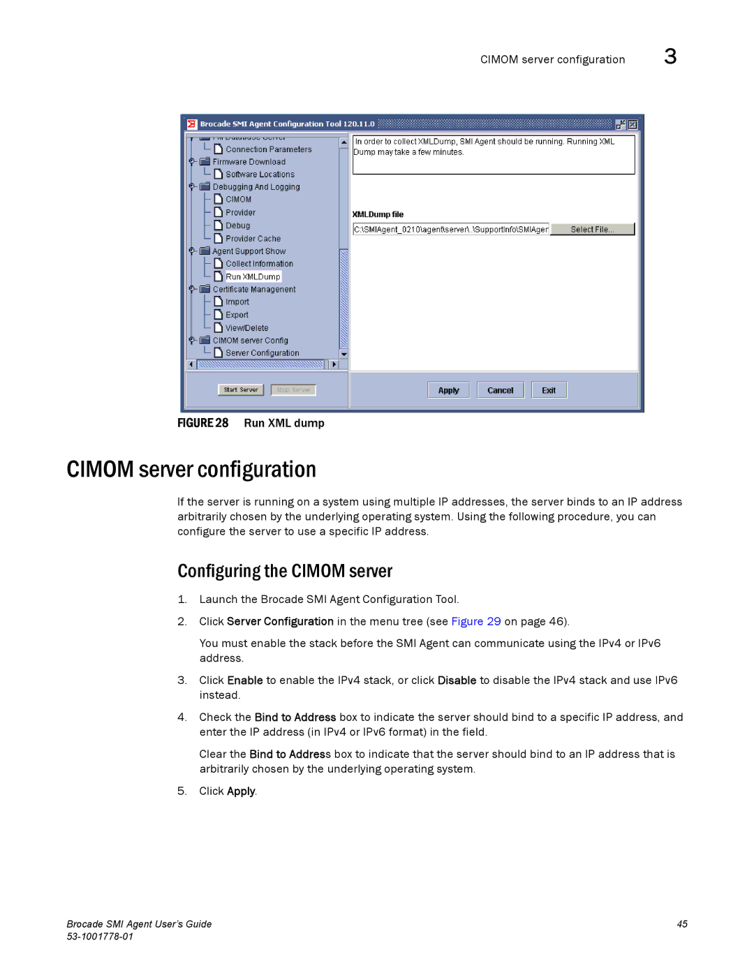 Brocade Communications Systems 53-1001778-01 manual Cimom server configuration, Configuring the Cimom server 