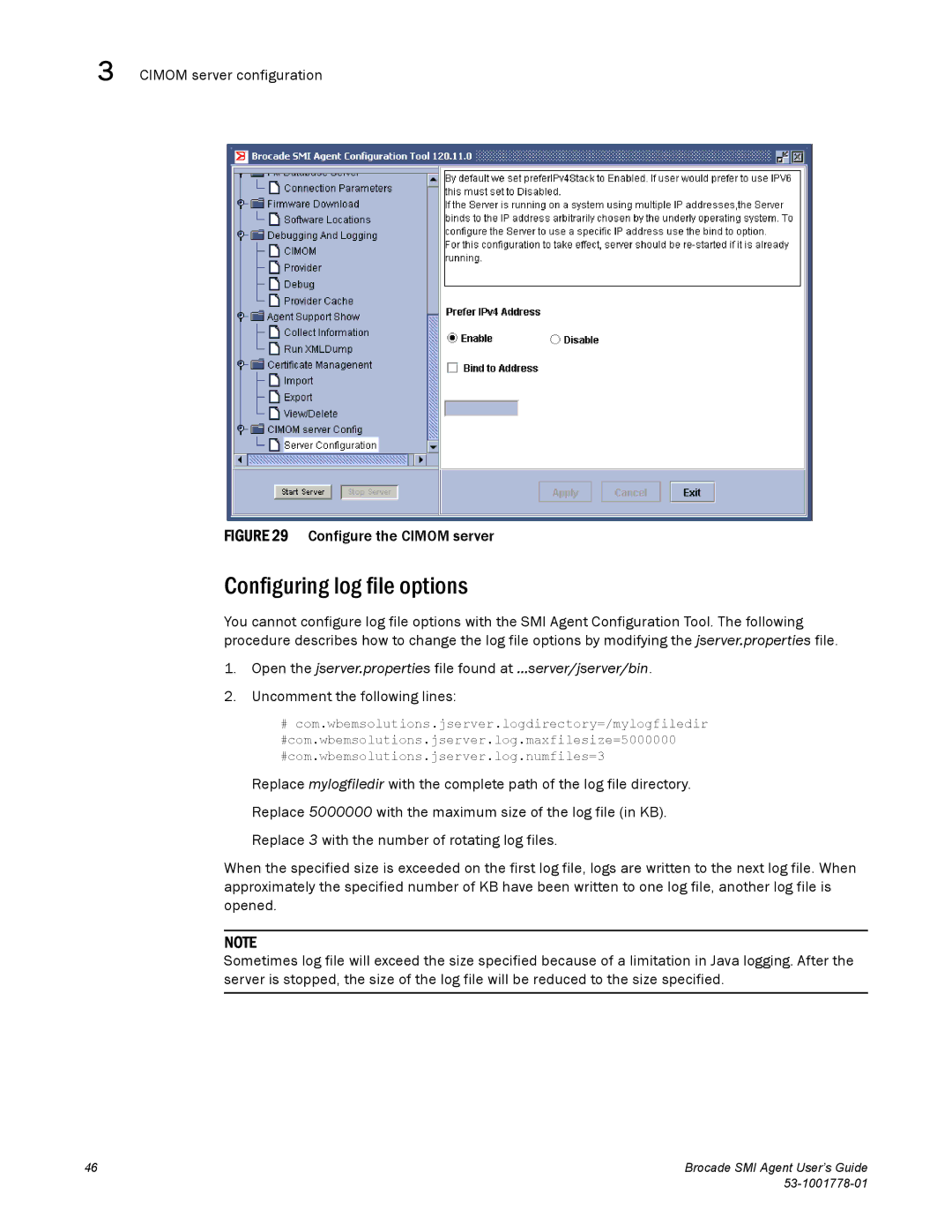 Brocade Communications Systems 53-1001778-01 manual Configuring log file options, Uncomment the following lines 