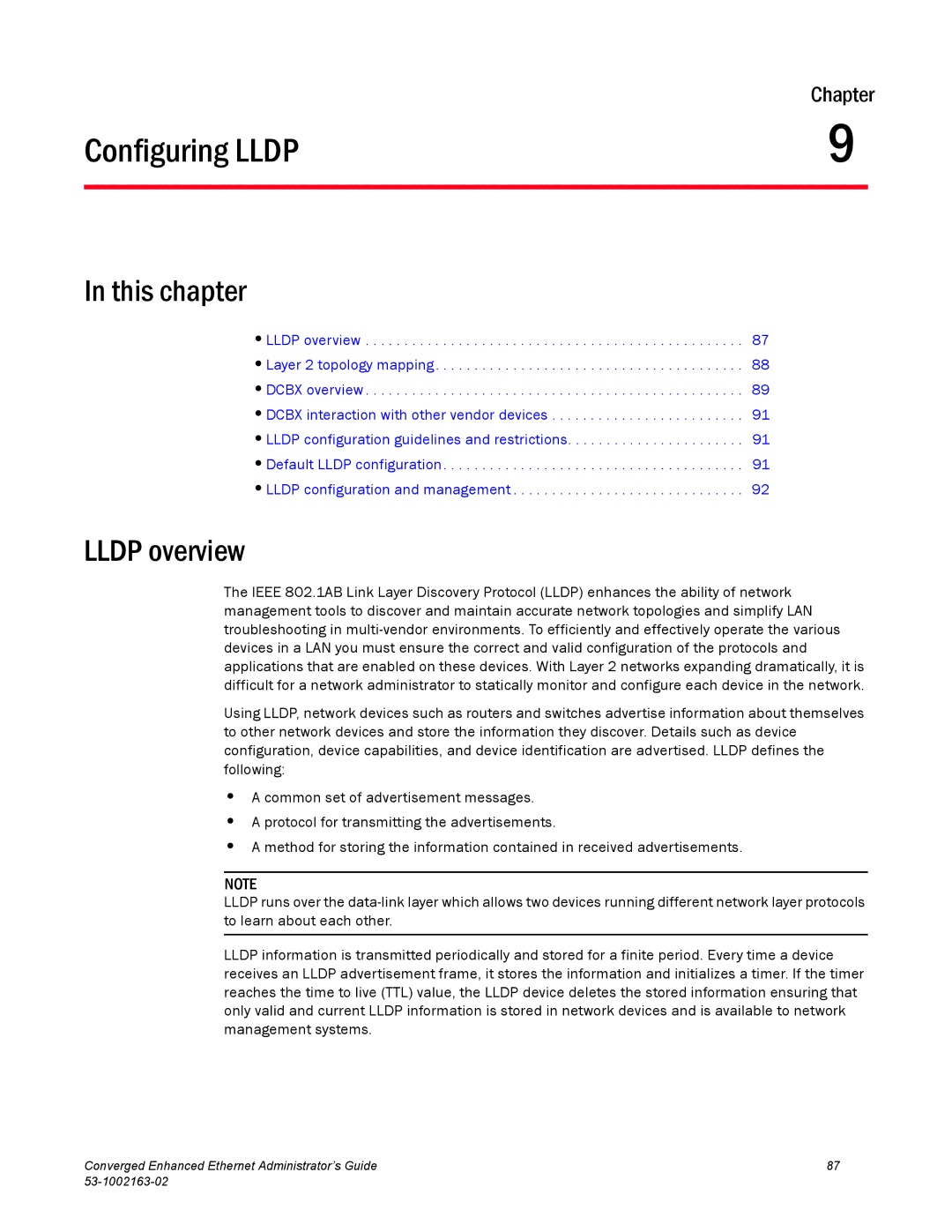 Brocade Communications Systems 53-1002163-02 manual Configuring Lldp, Lldp overview 