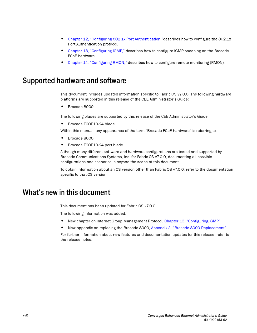 Brocade Communications Systems 53-1002163-02 manual Supported hardware and software, What’s new in this document 